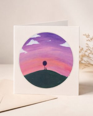 The Horizon's embrace (Round Sun Set) - Greeting Card