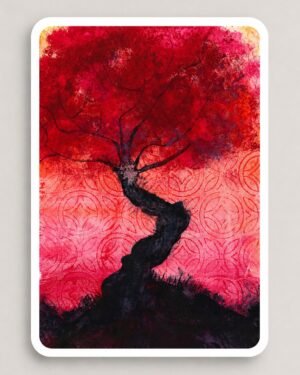 Arbre Rouge – Watercolor Art Sticker by Siloe | Fine Art Sticker for Sale