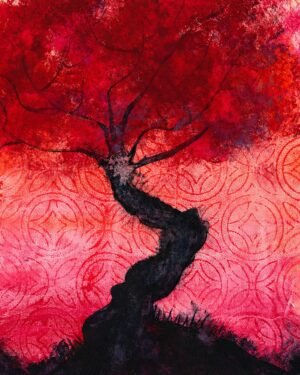 Arbre Rouge – Watercolor Art Sticker by Siloe | Fine Art Sticker for Sale