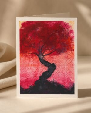 Arbre Rouge – Watercolor Art Greeting Card by Siloe | Unique Art Card